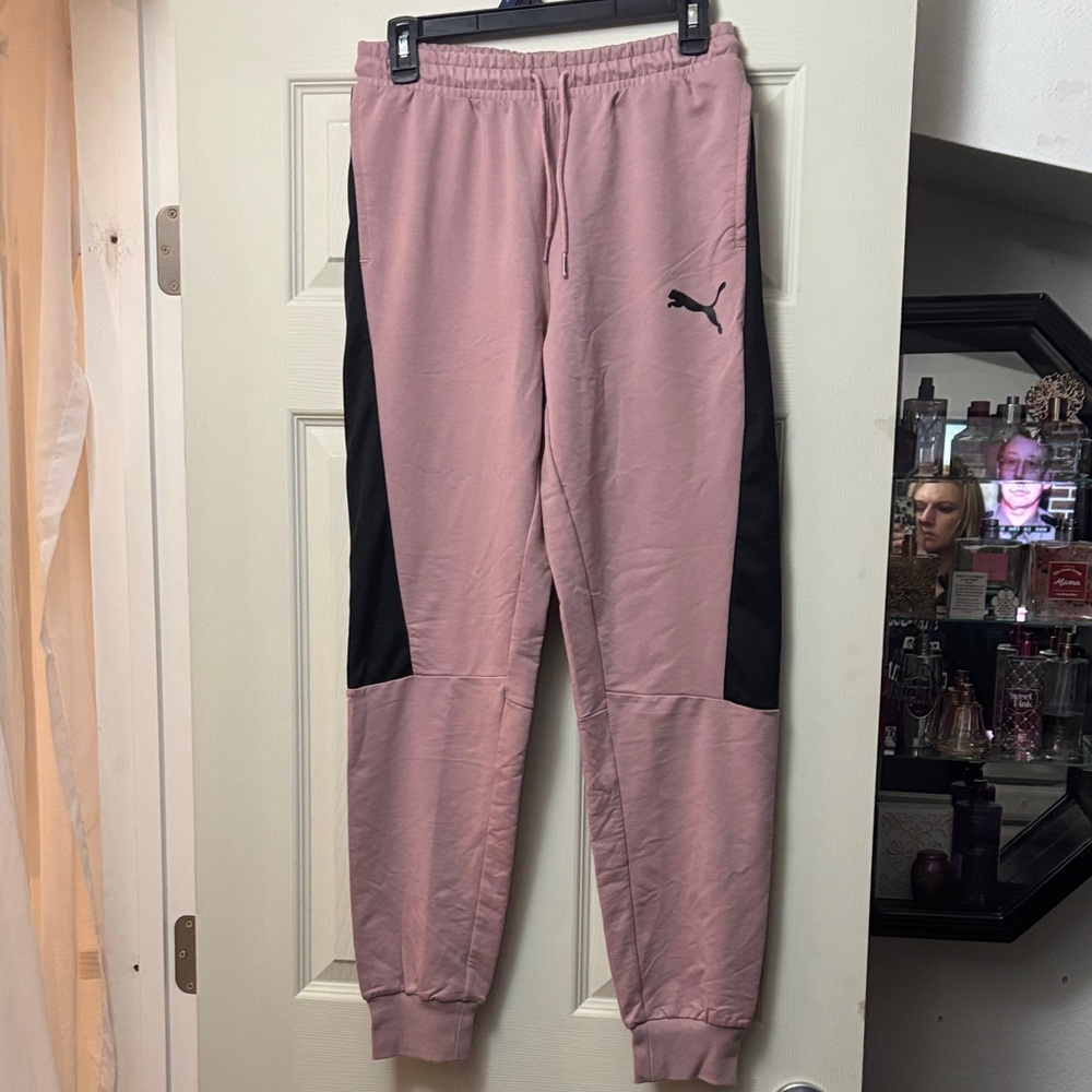 Puma Dusty Pink and Black Track Pants